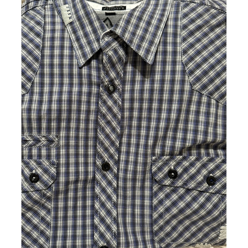 Roar Mens Rockabilly Shirt L Embroidered Button Up Grunge Alternative - Picture 4 of 10